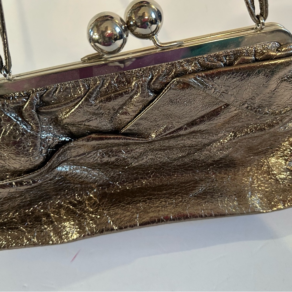Jane August Gold Textured Clutch with Metallic Finish
